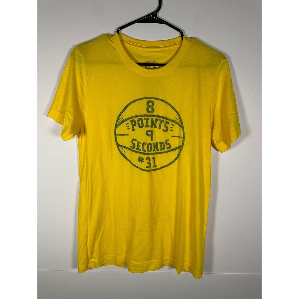 Hometown Riot T-Shirt Mens S Yellow Basketball 8 Points 9 Seconds #31 Graphic